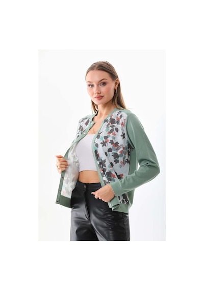 Sistas Kadın Desenli Düğmeli Ceket 23969 Mint Mint Yeşili