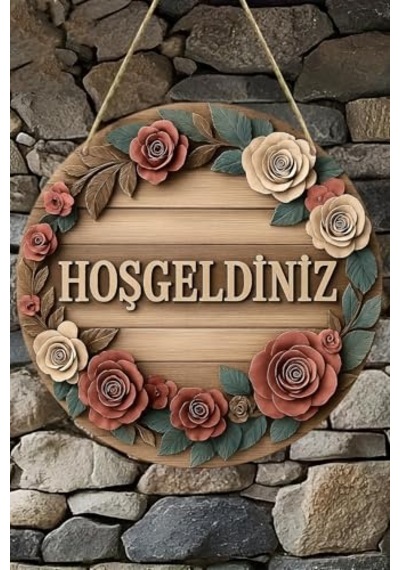 Hoş Geldiniz Çiçekli Mdf Kapı Süsü Askılı Silinebilir Dekoratif 33 Cm Ks013,beyaz 20 X Çok Renkli