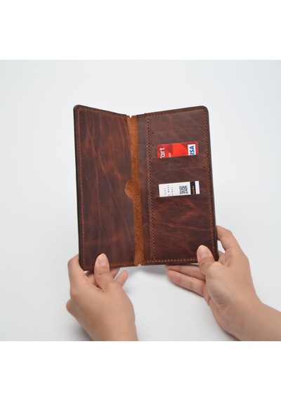 El Yapımı Hakiki Deri Telefon Cüzdanı - Tüm Modellere Uyumlu - 6 Kartlıklı - Tobacco Toscano Koyu Kahve El Yapımı Hakiki Deri Telefon Cüzdanı - Tüm Modellere Uyumlu - 6 Kartlıklı - Tobacco Toscano Koyu Kahve