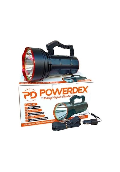 Mey İthalat Powerdeks Pd-7800 40 Şarjlı Güçlü El Feneri 40 Watt