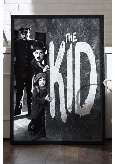 Charlie Chaplin The Kid Siyah Ahşap Çerçeveli Poster, Dekoratif Film Duvar Tablosu