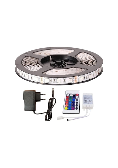 3 Çipli Rgb Şerit Led Tak Çalıştır Set Ürün 2 Metre Bakır