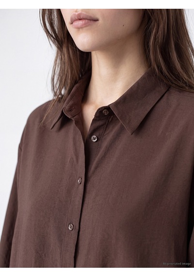 Lcw Modest Kahverengi Modal Karışımlı Oversize Kadın Gömlek Tunik