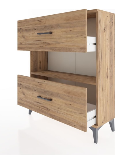 Arges Şifonyer Tek Raflı 2 Çekmeceli 88x30x106 Çam-çam Atlas Çam