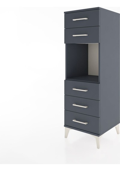 Hyperion Dolap Tek Raflı 5 Çekmeceli 44x44x134 Antrasit-antrasit Antrasit