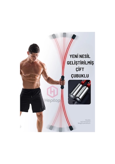 156 Cm Flex Bar Titreşimli Direnç Çubuğu Orta Siyah Silikon Tutma Core & Omuz Antrenmanı