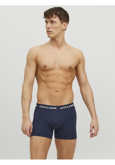 Jack & Jones Erkek Düz Renk 3'lü Beli Lastikli Boxer Paketi - Anthony - 12171946 Blue Nights