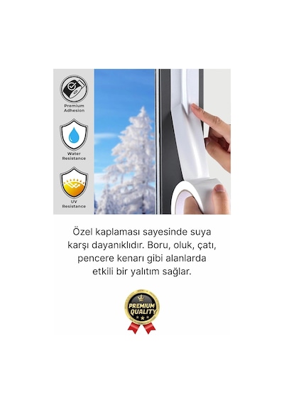 5 Adet Ekstra Güçlü Dayanıklı Su Geçirmez Sızdırmaz Yalıtım İzolasyon Beyaz Tamir Bandı 10 Mt 48 Mm