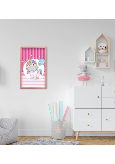 Bk Home Unicorn Tasarımlı Dekoratif Pembe Ahşap Çerçeveli Çocuk O (495494043)