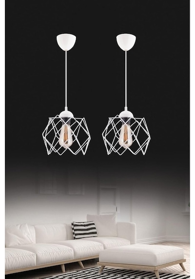 Elegante Beyaz Modern Sarkıt Salon Mutfak Oturma Odası Hol Avize Aydınlatma 2 Adet/camsız Diğer