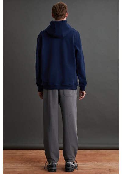 Grımelange Epıc Erkek Yumusaçık Kumaşlı Nakış Detaylı Kapüşonlu Kordonlu Regular Lacivert Sweatshirt