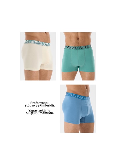 Mutig Tencel Modal Erkek Boxer 3'lü Krem