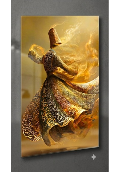 4mm Tamperli Uv Baskı Kırılımaz Cam Tablo Ev Ofis Duvar Dekor Hediyelik Tablo Luxury Premium Mevlana Dini İslam Şems Rumi Canlı Sağlam Gerçek Cama