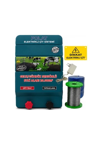 Polat 220v Adaptörlü Eko 1500 Metre 15-20 Dönüm Elektrikli Çit