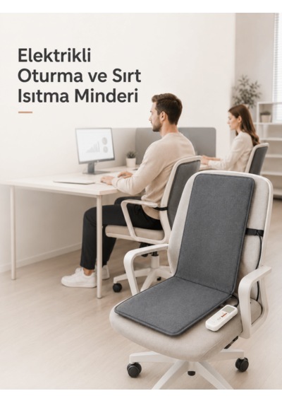Beylini Omak 220v Elektrikli Sırt Destekli Minder Isıtıcı Termostatlı Kumandalı Ofis Büro Bahçe Ev Koltuk Sandalye El Ayak Sırt Isıtma Minderi 5 Kademeli 35x90 Cm 1