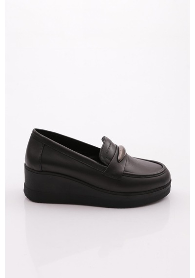 Dgn 618 Kadın Loafer Ayakkabı Siyah Napa