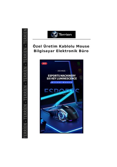 Özel Üretim Kablolu Mouse Bilgisayar Elektronik Büro M10