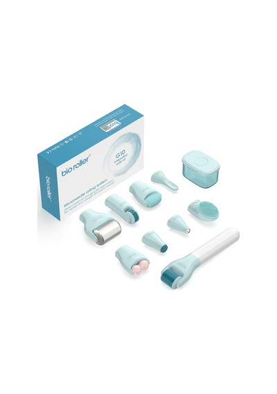 10 In 1 Dermaroller Kiti Yüz Masajı Yeşim Buz Rulo Microneedling Derma Haddeleme Sistemi Yüz Temizleme Fırçası Seyahat Çantası Ile