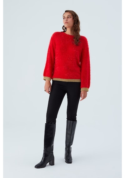 Peraluna De Vılle Pullover Kol Ve Etek Ucu Simli Kadın Triko Kazak Kırmızı-kırmızı Kırmızı Peraluna De Vılle Pullover Kol Ve Etek Ucu Simli Kadın Triko Kazak Kırmızı-kırmızı Kırmızı