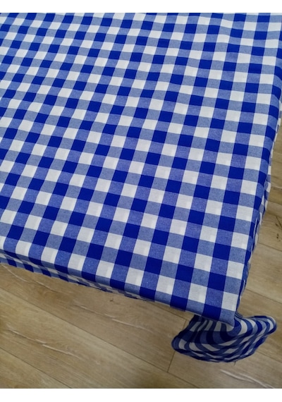 Hayat Home Mavi Kareli Zefir Kumaş Masa Örtüsü Sofra Örtüsü