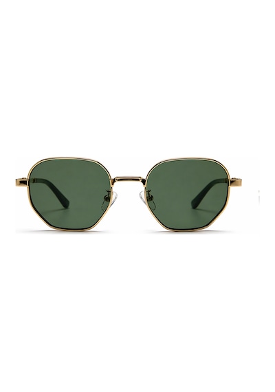 Lipento Gold Metal Çerçeveli Yeşil Camlı Geometrik Unisex Vintage Retro Güneş Gözlüğü