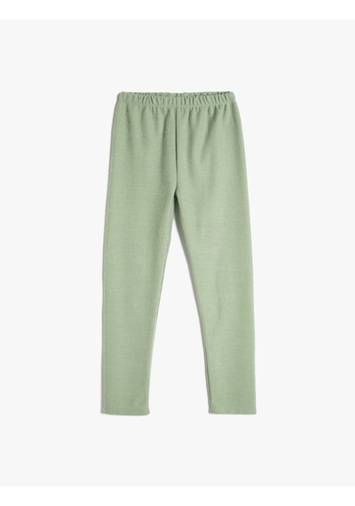 Koton Basic Fitilli Tayt Beli Lastikli Yeşil 4wkg40240ak Yeşil