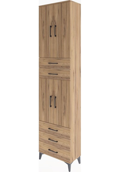 Arges Dolap 5 Raflı 5 Çekmeceli 4 Kapaklı 60x30x243 Çam-çam Çam