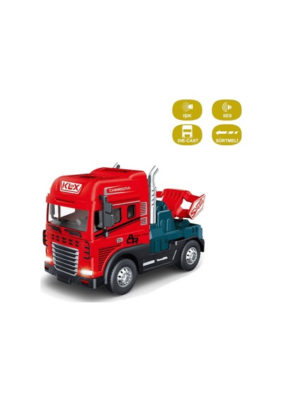 Sürtmeli Die-cast Çekici Kamyon Oyuncağı - 15 Cm Işıklı Sesli Çocuk Model Araba
