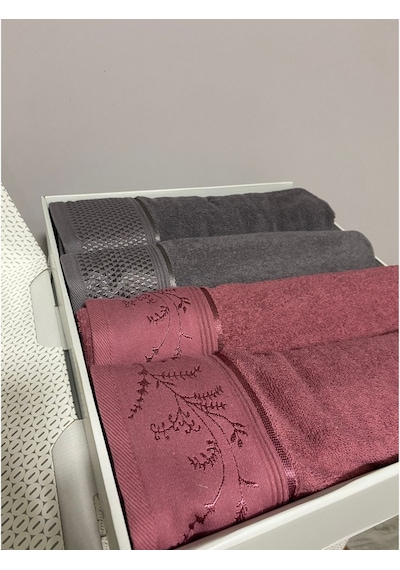 Özdilek Ditsy Best Set Hamam Seti Mürdüm - Antrasit 5275