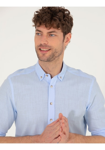 Pierre Cardin Erkek Açık Mavi Desenli Gömlek 50268183-vr003 Açık Mavi