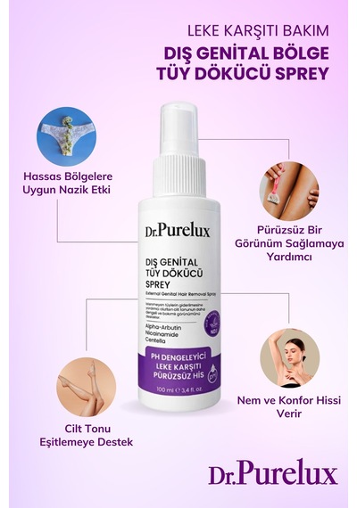 Leke Karşıtı Hassas Bölgelere Uygun Tüy Dökücü Sprey I Pürüzsüz & Cilt Tonu Eşitlemeye Yardımcı100ml