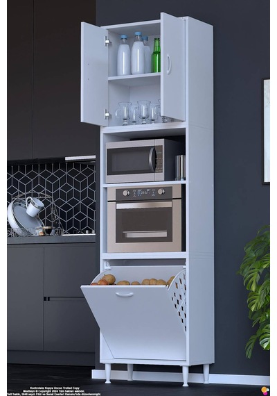 Asel 60 Cm Fırın Uyumlu Sepetli Çok Amaçlı Dolap Banyo Kirli Çamaşır Oyuncak Dolabı Beyaz 60x213x32 Asel 60 Cm Fırın Uyumlu Sepetli Çok Amaçlı Dolap Banyo Kirli Çamaşır Oyuncak Dolabı Beyaz 60x213x32