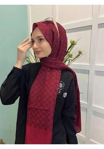 Aker Elegance Monogram Şal - 1090100-941 - Bordo Bordo