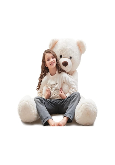 Sevgiliye Özel Hediye- Papyonlu 140 Cm Dev Boy Sevimli Peluş Koca Ayı - Özel Fiyat Beyaz