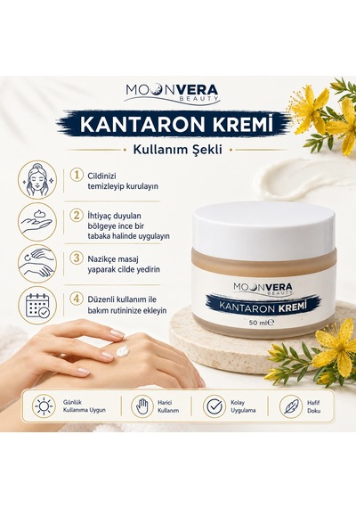 Moonvera Beauty Kantaron Yağlı Nemlendirici Ve Onarıcı Cilt Bakım Kremi 50 Ml