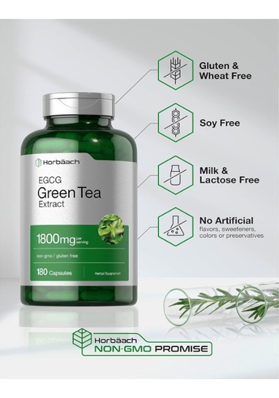 Horbäach Egcg Green Tea Extract 180 Capsul Max Potency Non-g...