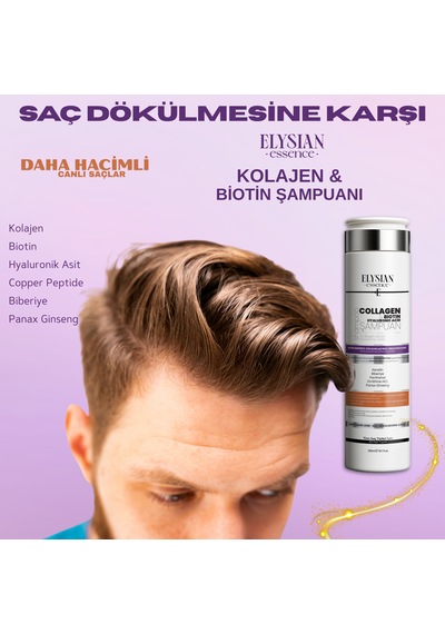 Elysian Essence Kolajen Collagen & Biotin & Hyaluronic Acid Şampuanı Copper Peptidli Nemlendirici, Dolgunlaştırıcı, Besleyici Bakım 300 Ml Tüm Saç Tipleri Elysian Essence Kolajen Collagen & Biotin & Hyaluronic Acid Şampuanı Copper Peptidli Nemlendirici, Dolgunlaştırıcı, Besleyici Bakım 300 Ml Tüm Saç Tipleri