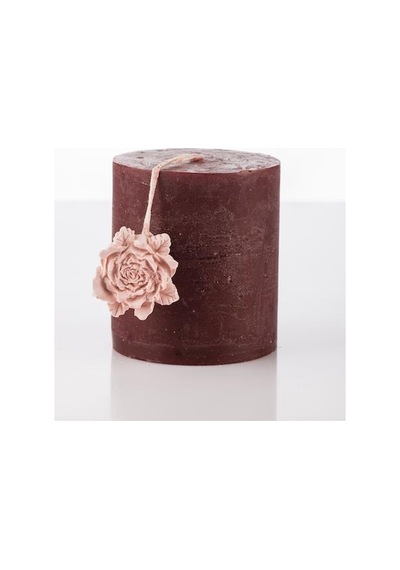 Missi 7x8 Gül Taşlı Bordo Silindir Mum