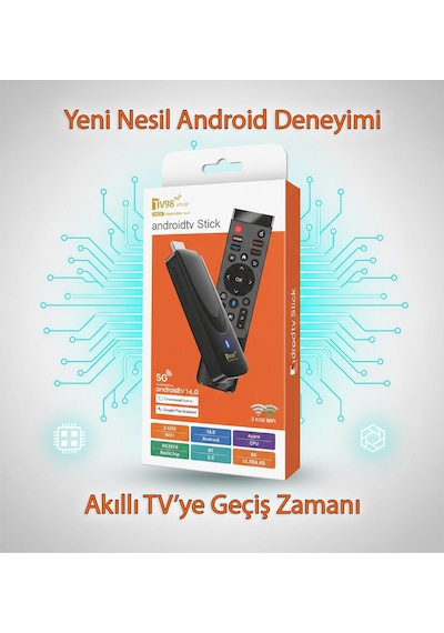 8k Ultra Hd Android Tv Stick 5g Wifi Bluetooth 4 Çekirdek Akıllı Tv Dönüştürücü