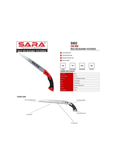 Sara S905 240 Mm Ince Diş Budama Testeresi