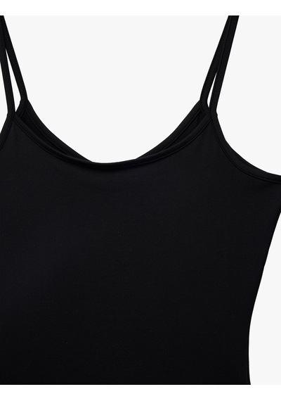 Koton U Yaka Kolsuz Slim Fit Basic Atlet Siyah 6sal30058ık