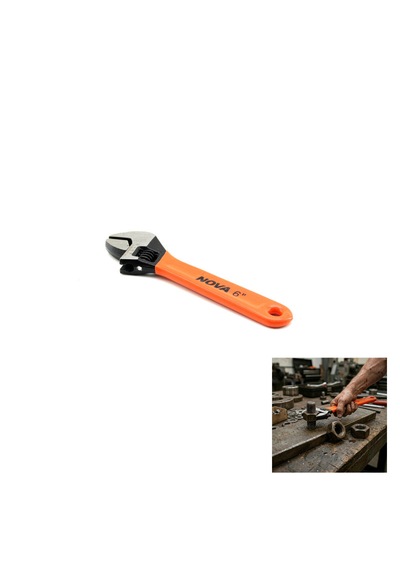 6 İnç 150 Mm Ayarlanabilir Çeneli Kurbağacık Anahtar Turuncu Ergonomik Saplı İngiliz Anahtarı