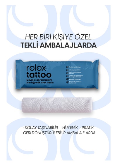 Rolox Tattoo - 50 Paket - Dövme Sonrası Bakım Için Hijyenik Islak Havlu