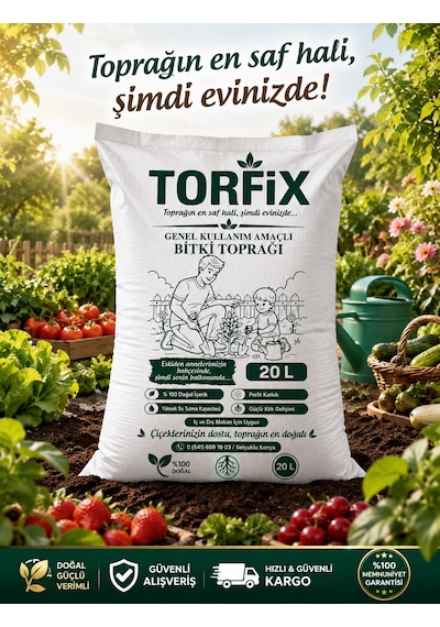 Torfix Torf 20 Lt Özel Karışımlı Perlit Katkılı Iç Dış Mekan Bitki Yetiştirme Toprağı