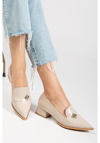 Suins Shoes Suins Premium Melinka Model Kadın Orta Topuklu Siyah Kahve Bordo Ayakkabı Ten
