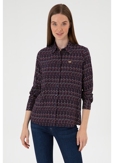 U.S. Polo Assn. Kadın Lacivert Uzun Kollu Gömlek 50316381-VR033