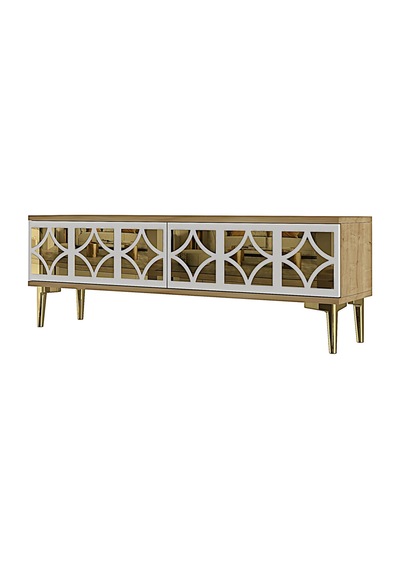 Tsa1236dbg - Öztv120 Tv Stand, Tv Sehpası Safirmeşe - Beyaz - Gold 120cm
