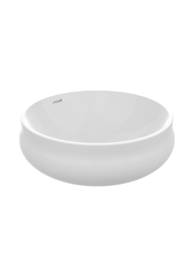 Creavit Gordo GO140 Oval Tezgâh Üstü Batarya Deliksiz Lavabo Beyaz 42 x 42 CM