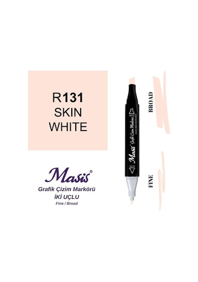 Çift Uçlu Marker Grafik Çizim Kalemi 131 Ten Beyazı