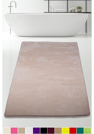 Elite Vizon Banyo Paspası, 80 X 150 Cm, Kahverengi, Peluş, Kaymaz Tabanlı Çok Renkli